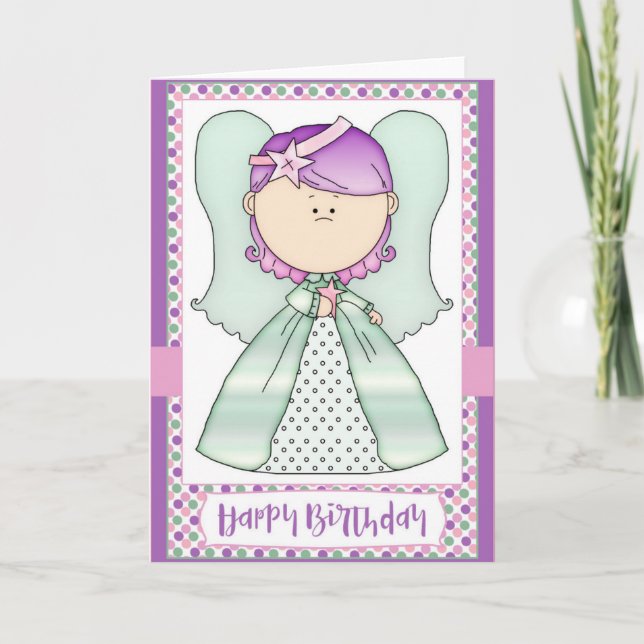 Bonne carte de voeux Anniversaire Angel Girl (Devant)