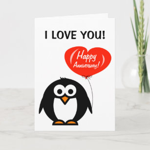 Bonne carte de voeux Anniversaire avec pingouin mi