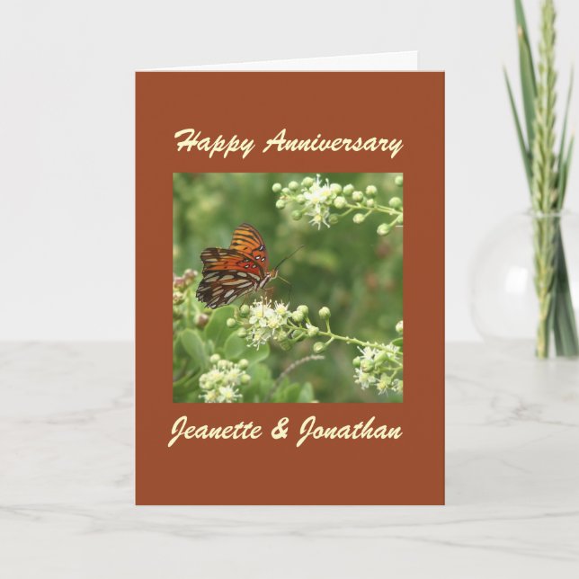 Bonne carte de voeux Anniversaire, Papillon, Perso (Devant)