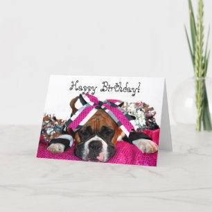 Bonne carte de voeux Birthday Pom-pom girl Boxer