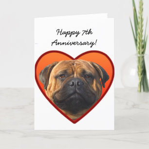 Bonne carte de voeux Bullmastiff 7e anniversaire
