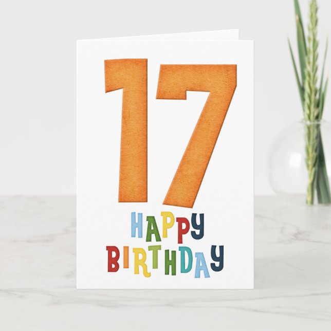 Bonne carte de voeux colorée 17e anniversaire (Devant)