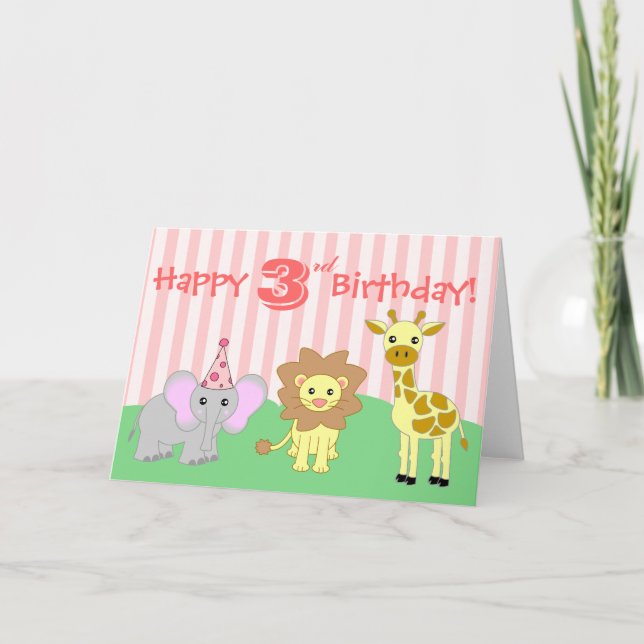 Bonne carte de voeux d'anniversaire - Bébé Animaux (Devant)