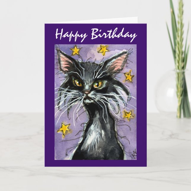 Bonne carte de voeux d'anniversaire Black Cat (Devant)