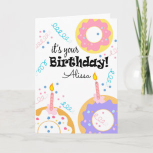 Bonne carte de voeux d'anniversaire Donuts texte p