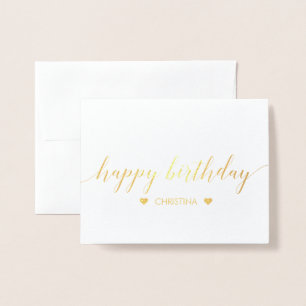 Bonne carte de voeux d'anniversaire Lettering Gold