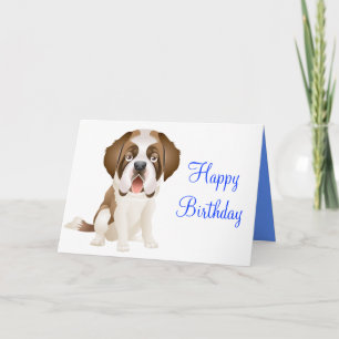 Bonne carte de voeux d'anniversaire St Bernard Chi