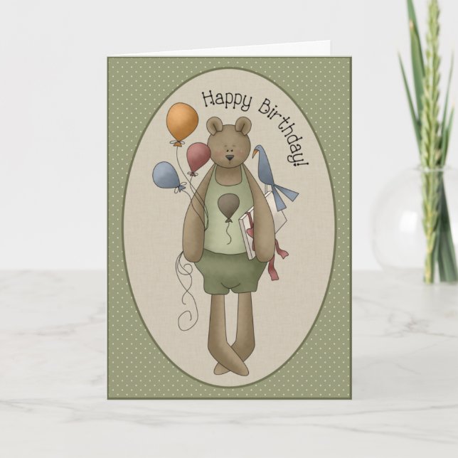 Bonne carte de voeux d'anniversaire Teddy Bear (Devant)