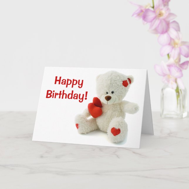 Bonne carte de voeux d'anniversaire Teddy Bear (Orchidée)