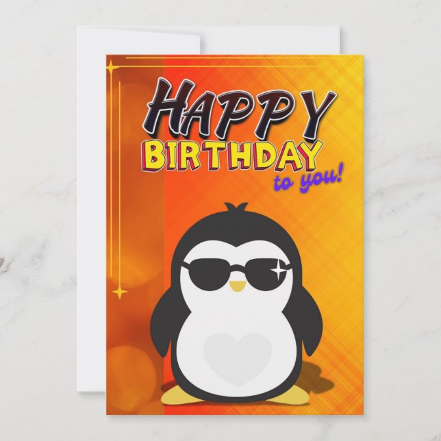 Bonne carte de voeux d'anniversaire (thème Penguin (Devant)