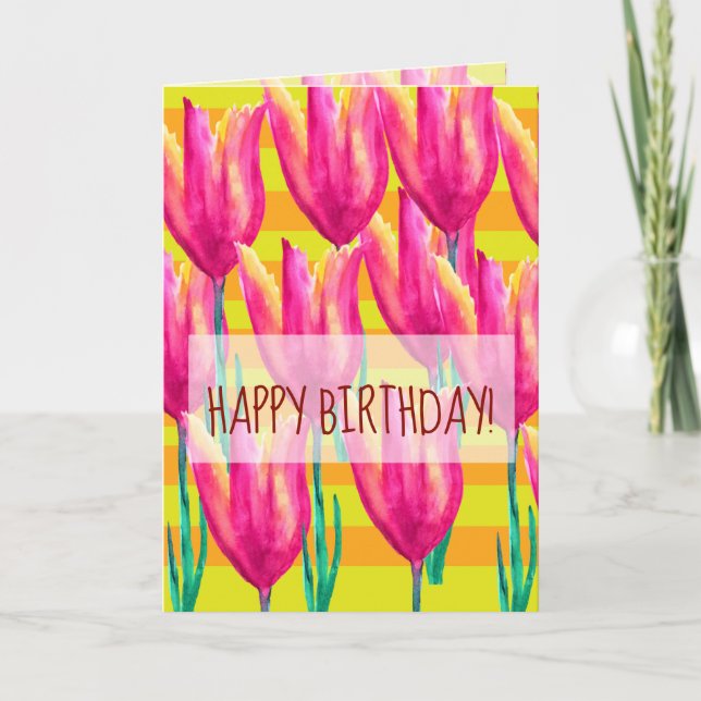 Bonne carte de voeux d'anniversaire, tulipes et li (Devant)
