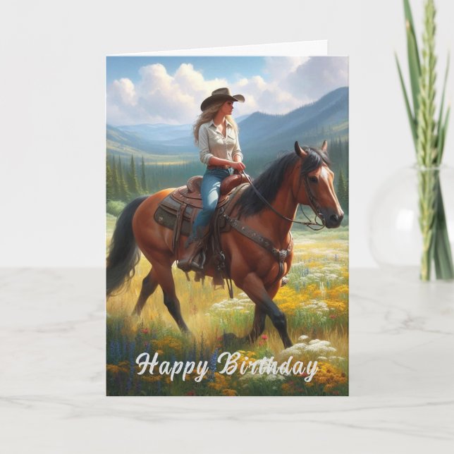 Bonne carte de voeux d'anniversaire Western Cowgir (Devant)