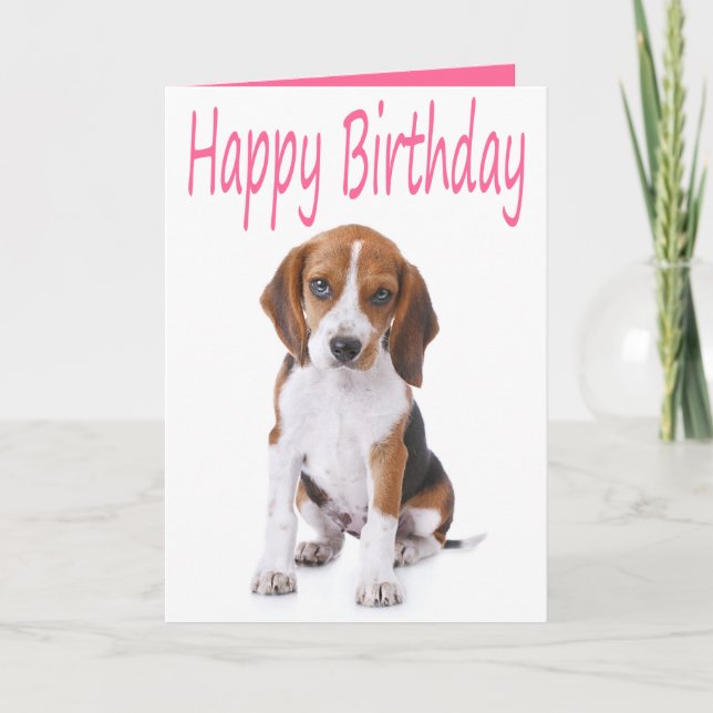 Bonne carte de voeux de Chien Chien Beagle d'anniv (Devant)