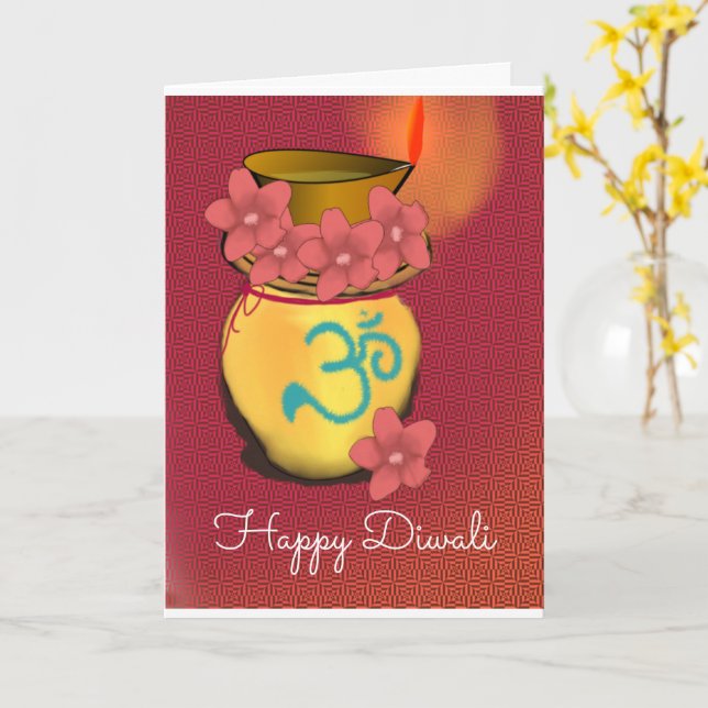 Bonne carte de voeux Diwali pliée (Fleur jaune)