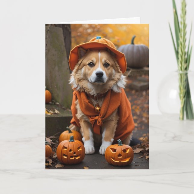 Bonne carte de voeux Halloween (chien) (Devant)