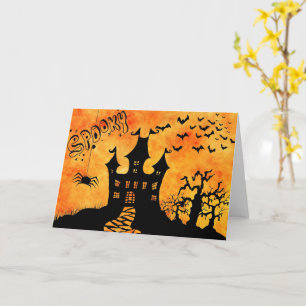 Bonne carte de voeux Halloween Éffrayant Castle