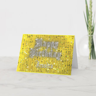 Bonne carte de voeux Jaune Bling Anniversaire