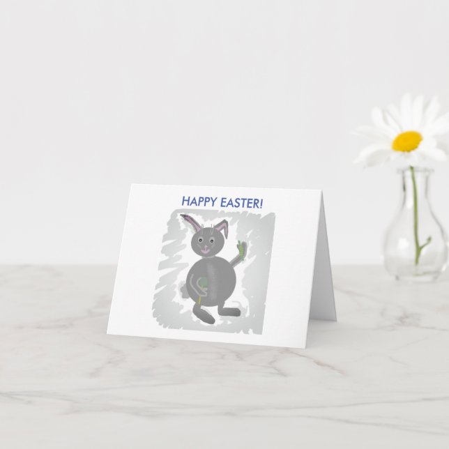 Bonne carte de voeux Pâques pliée (Petite plante)