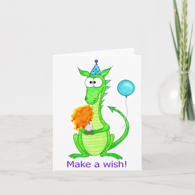 Bonne carte de voeux pliée du dragon d'anniversair (Devant)