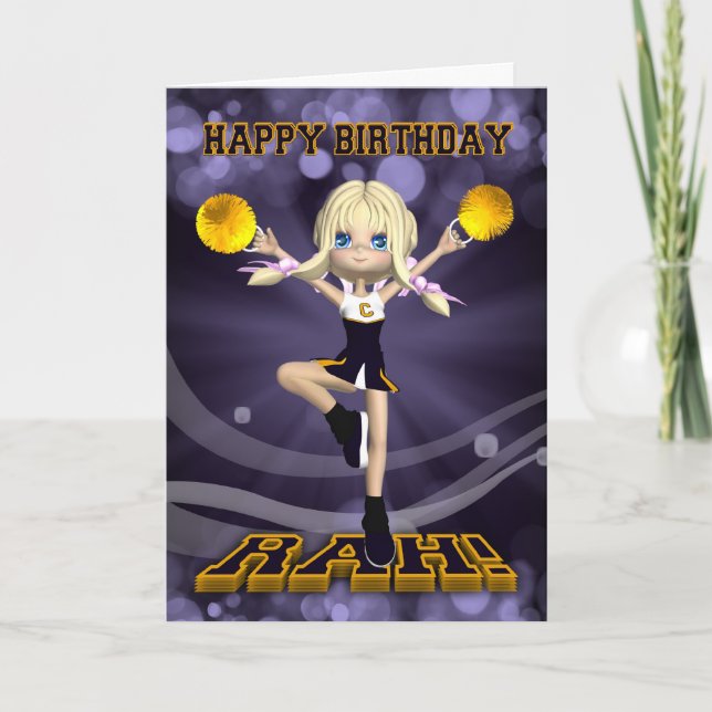 Bonne carte de voeux Pom-pom girl anniversaire (Devant)