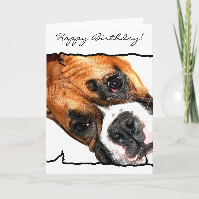 Bonne carte de voeux pour chien Birthday Boxer (Devant)