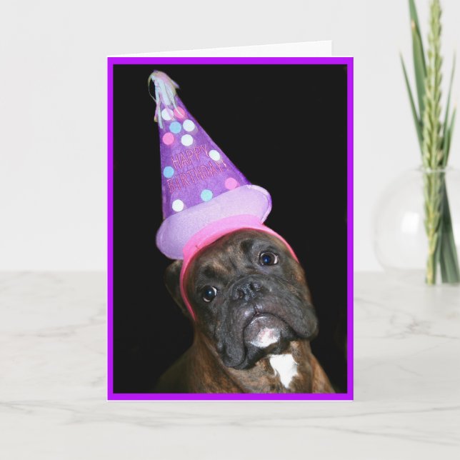 Bonne carte de voeux pour chien Boxer Birthday (Devant)