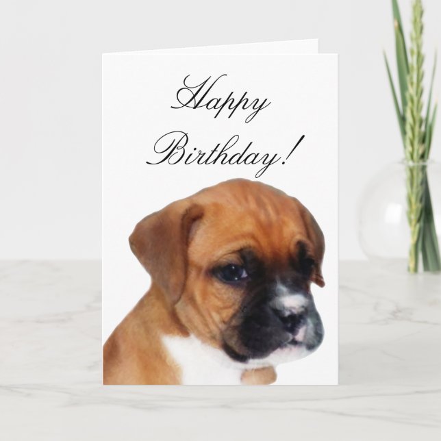 Bonne carte de voeux pour chiot Boxer anniversaire (Devant)
