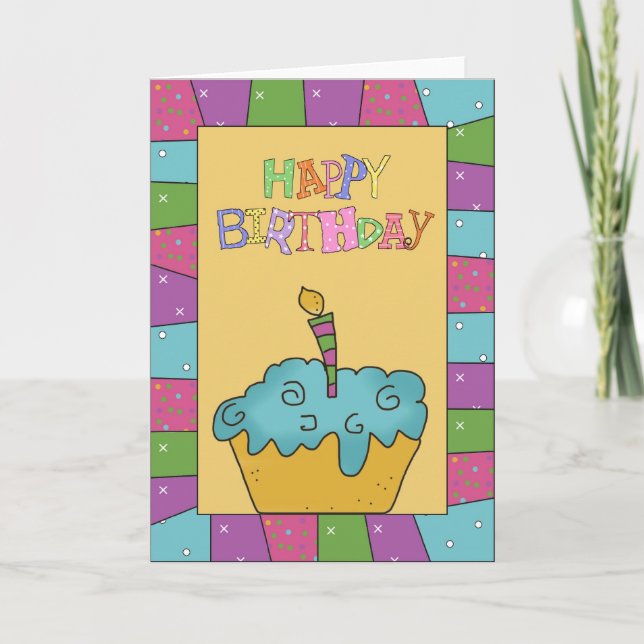 Bonne carte de voeux pour gâteau d'anniversaire (Devant)