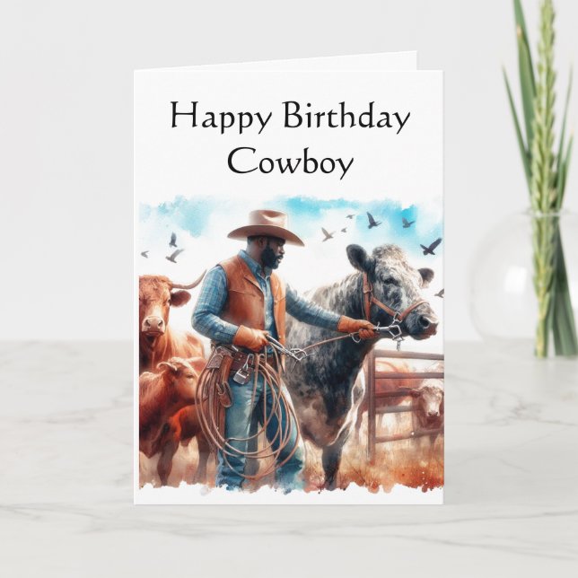 Bonne carte de voeux pour l'anniversaire Cowboy (Devant)