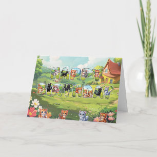 Bonne carte de voeux pour les chats d'anniversaire