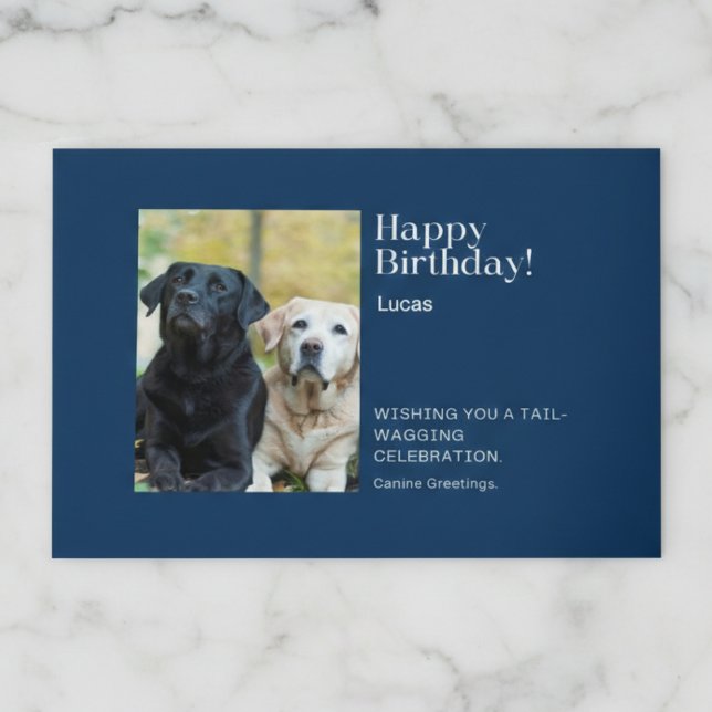 Bonne carte de voeux pour les collègues de laborat (A tail-wagging wish for a special birthday.)