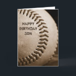 Bonne carte de voeux pour son baseball anniversair<br><div class="desc">Closeup d'un vieux baseball tonifié à sépia avec les mots,  Joyeux Fils d'anniversaire - parfait pour tout fils aimant le baseball,  il est totalement personnalisable pour vous de personnaliser comme vous voulez!</div>