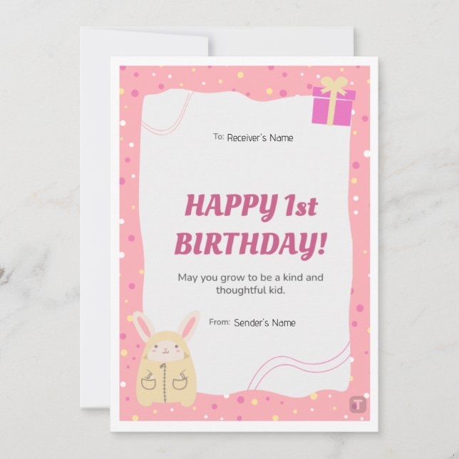 Bonne carte de voeux rose anniversaire (Devant)