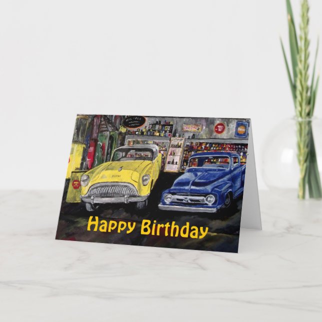 Bonne carte de voiture classique d'anniversaire (Devant)