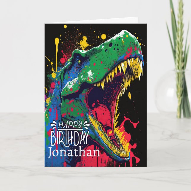 Bonne carte Dinosaure Blue Dino Anniversaire (Devant)