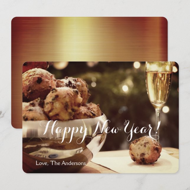 Bonne carte d'invitation du Nouvel An avec champag (Devant / Derrière)