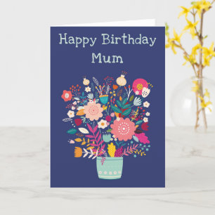 Bonne carte Fleur colorée maman anniversaire