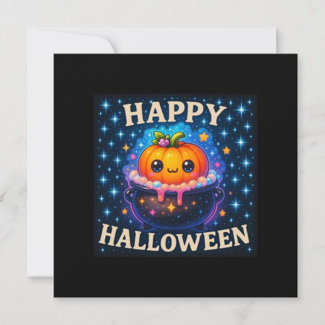 Bonne carte Halloween Citrouille Cauldron mignonne (Devant)