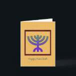 Bonne carte Hanoukka Menorah<br><div class="desc">Une Menorah chic et colorée à l'intérieur d'un cadre rouge sur un arrière - plan de jaune foncé. Parfait pour envoyer à votre famille et vos amis.</div>