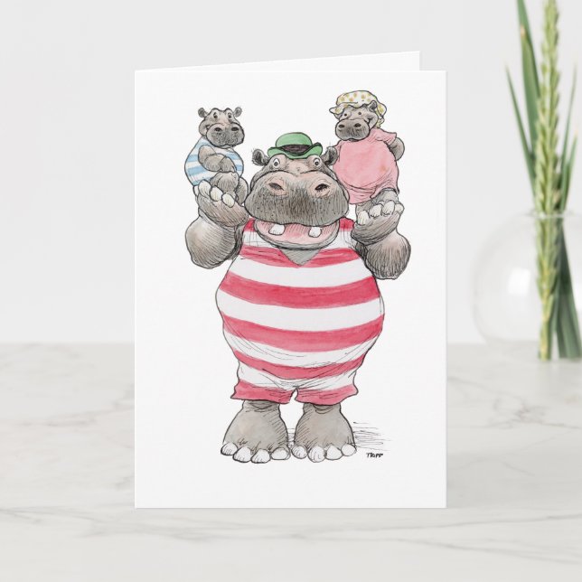 Bonne carte Hippopotame de Fête des pères (Devant)