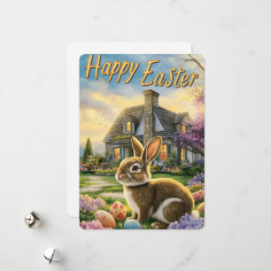 Bonne carte lapin de lapin de Pâques mignonne