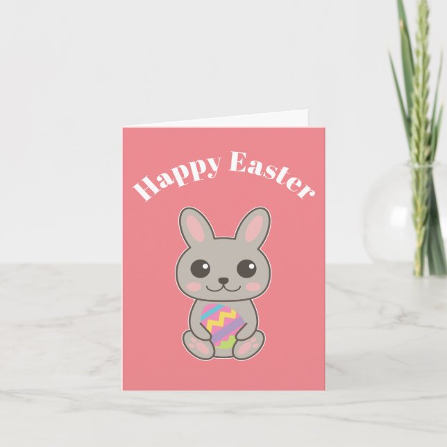 Bonne carte lapin de Pâques mignonne (Devant)