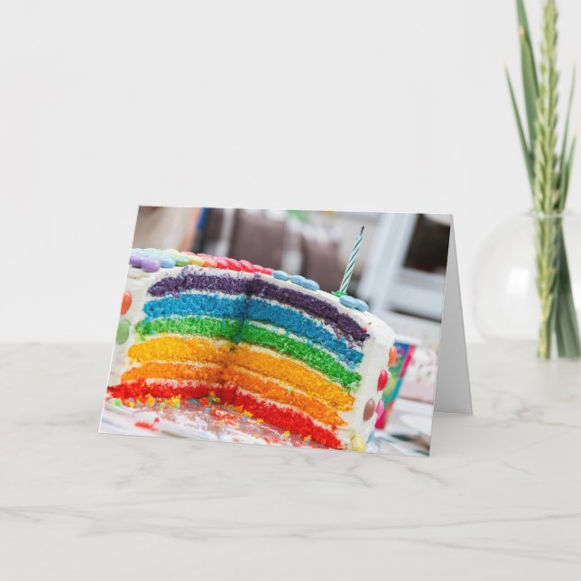 Bonne carte LGBT de Rainbow Cake anniversaire (Devant)
