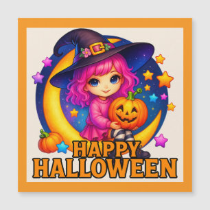Bonne carte magnétique Halloween mignonne Moon Wit