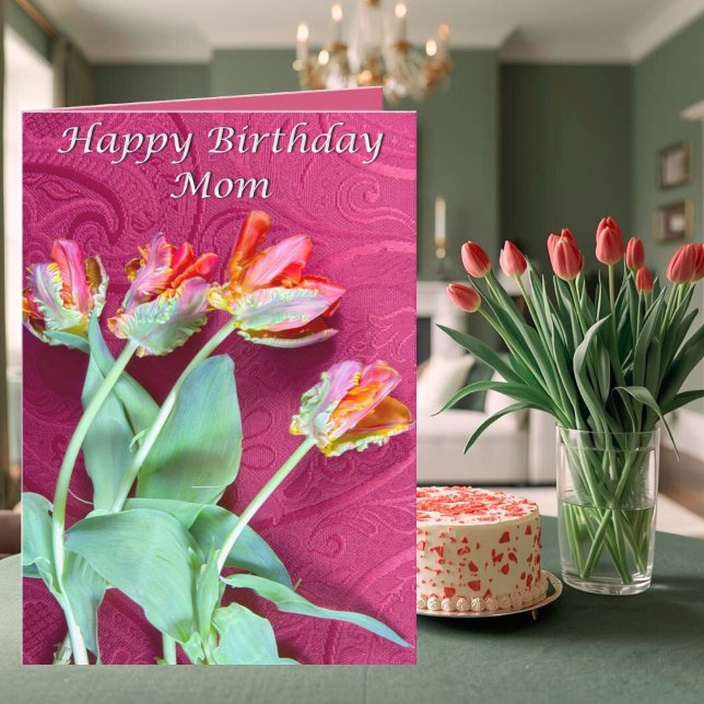 Bonne carte mère d'anniversaire Vibrant Tulips (Créateur téléchargé)