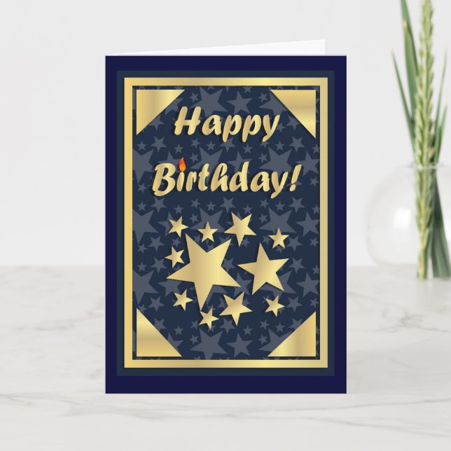 Bonne carte or d'anniversaire (Devant)