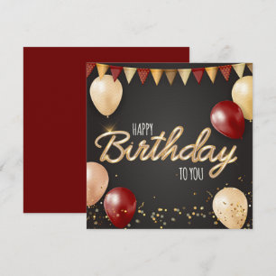 Bonne carte or et rouge anniversaire