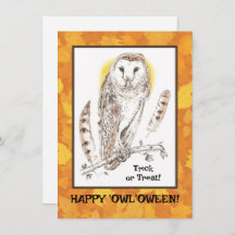 Bonne carte "Owl'oween Flat Hallowen Card