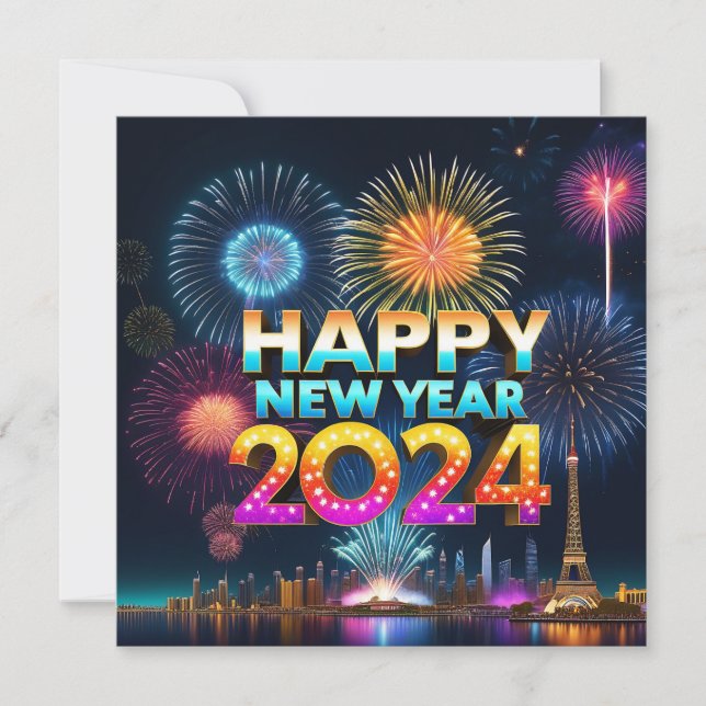 Bonne carte plate du Nouvel An 2024 (Devant)