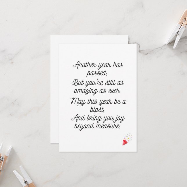 Bonne carte Poem Anniversaire (Devant/Arrière en situation)